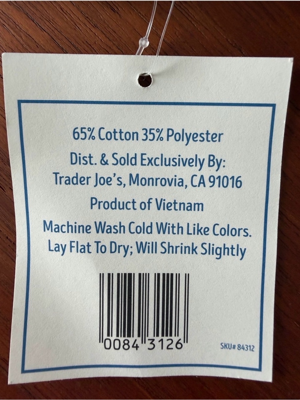 Trader Joe's Blue & Cream Striped Mini Canvas Tote NWT - Picture 3 of 4